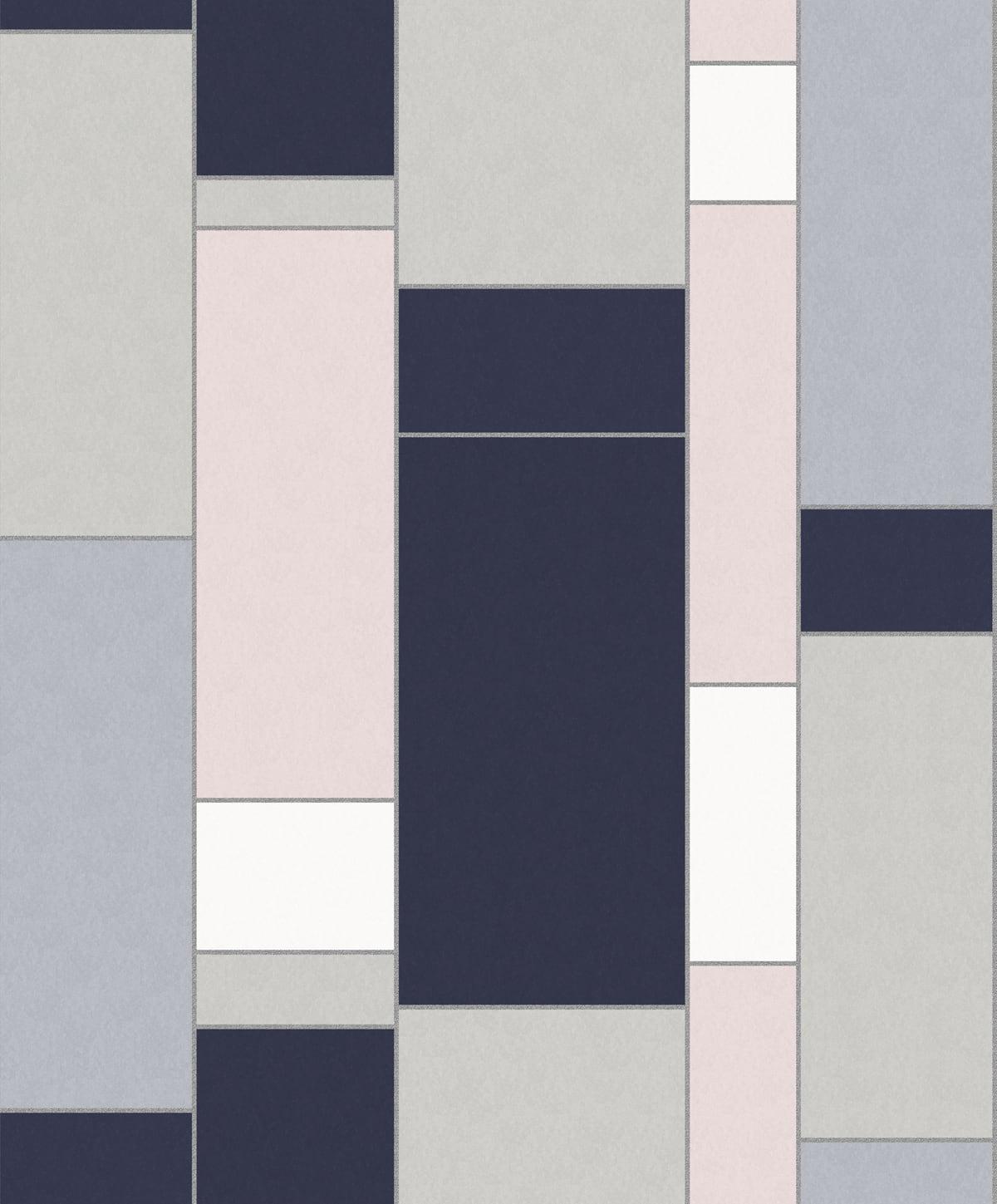 Seabrook De Stijl Geometric Blue Wallpaper