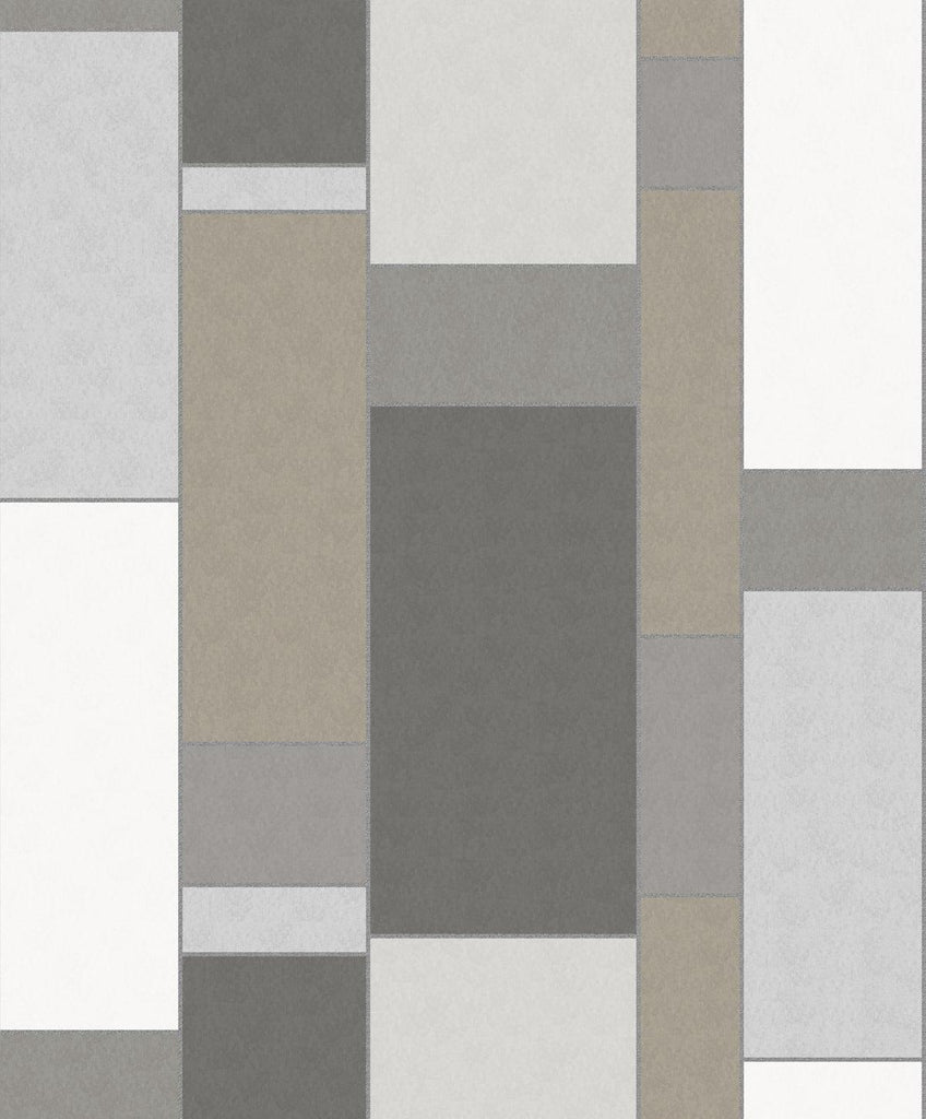 Seabrook De Stijl Geometric Silver Wallpaper
