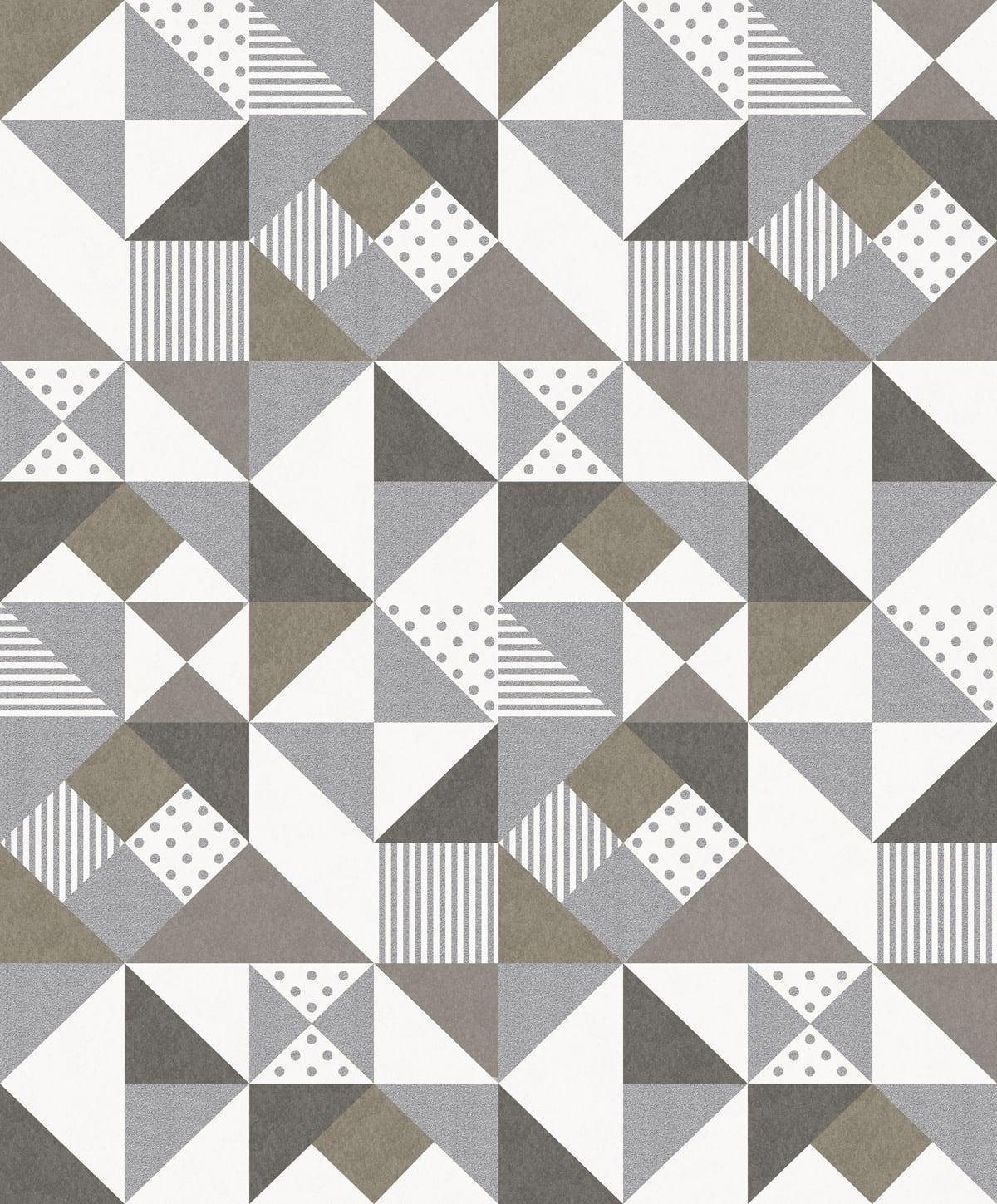 Seabrook Lozenge Geometric Silver & Antique Bronze Wallpaper