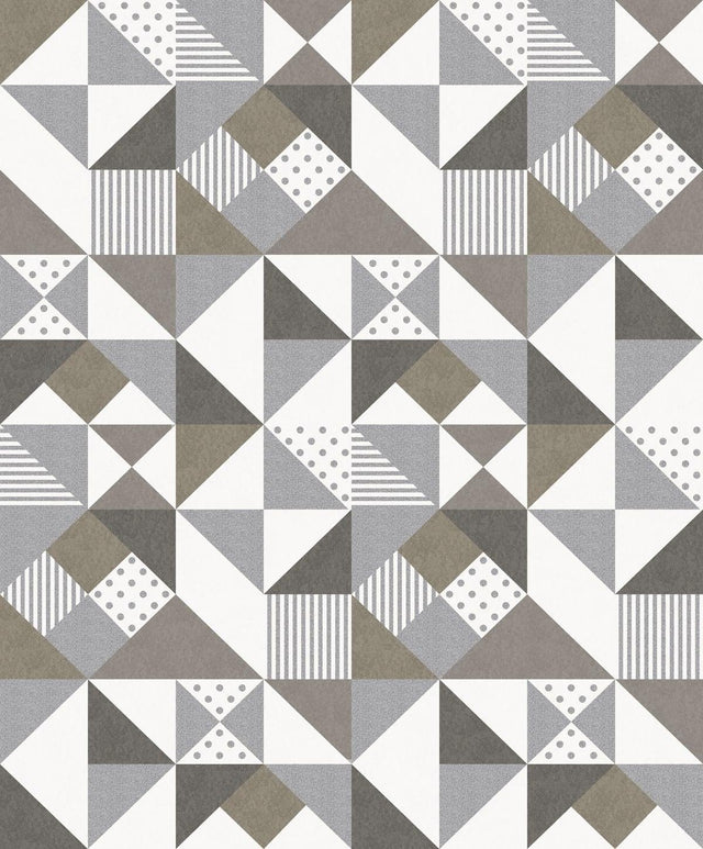 Seabrook Lozenge Geometric Silver & Antique Bronze Wallpaper