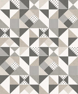 Seabrook Lozenge Geometric Hammered Steel & Pavestone Wallpaper