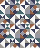 Seabrook Lozenge Geometric Indigo & Burnt Orange Wallpaper