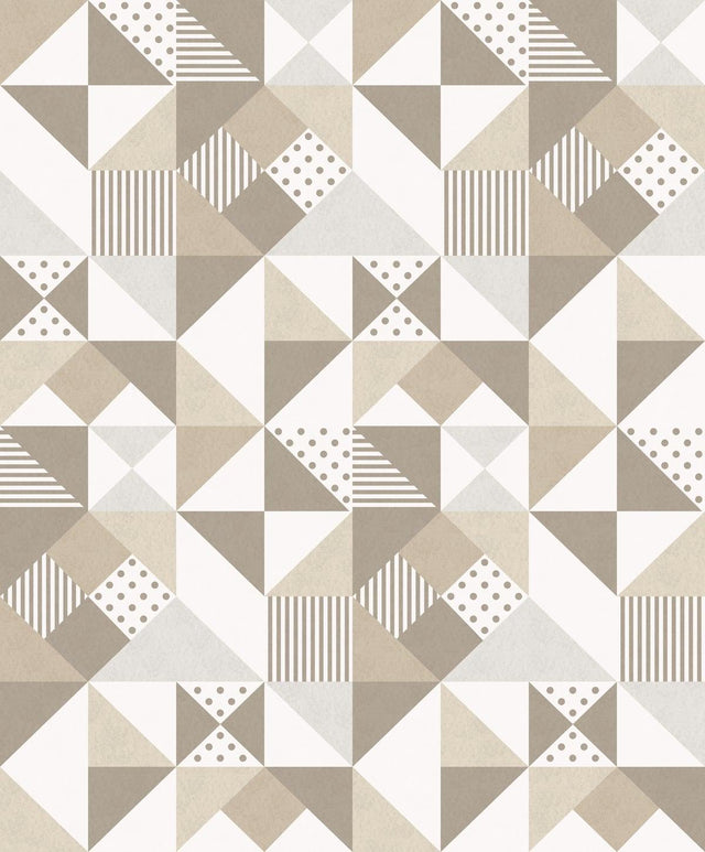 Seabrook Lozenge Geometric Latte & Dorian Grey Wallpaper