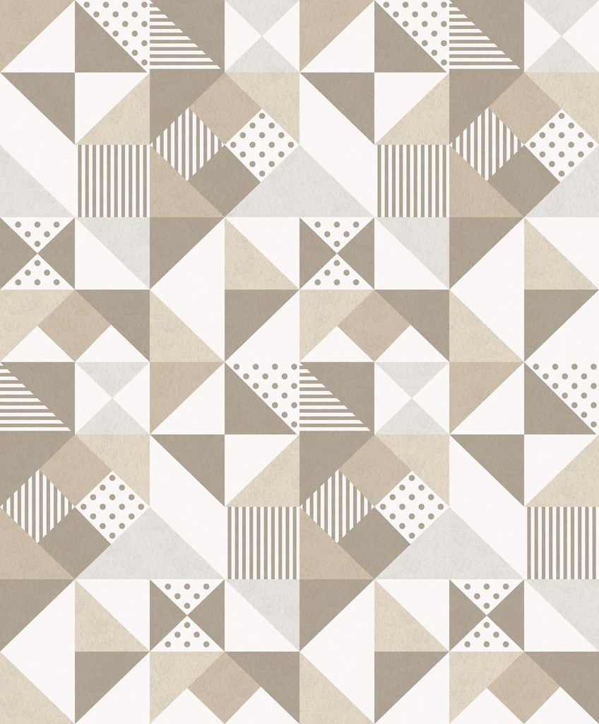 Seabrook Lozenge Geometric Latte & Dorian Grey Wallpaper