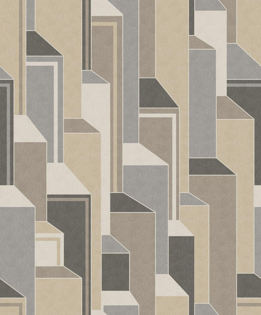 Seabrook Deco Geometric Latte & Graphite Wallpaper