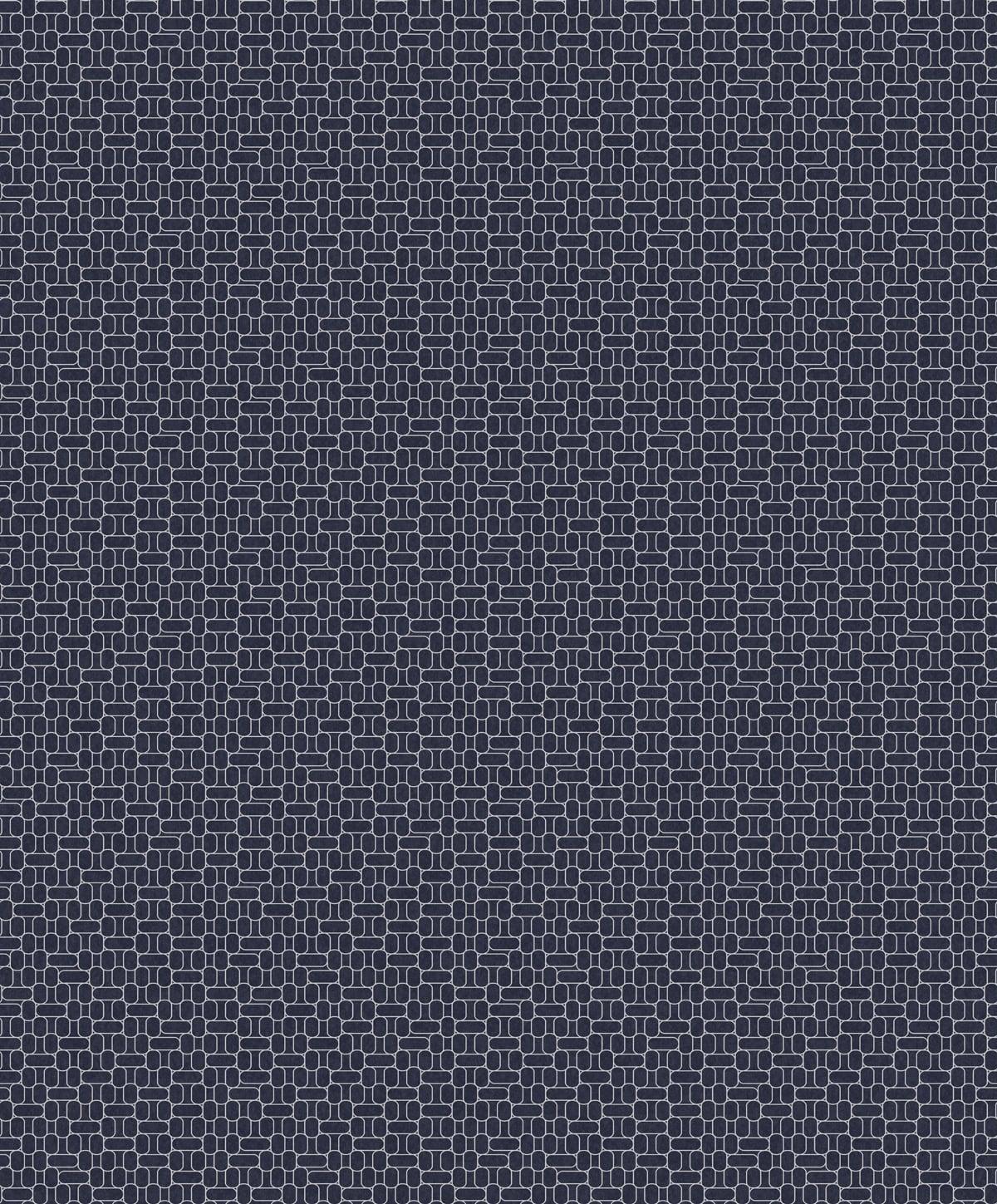 Seabrook Capsule Geometric Denim Blue & Metallic Silver Wallpaper