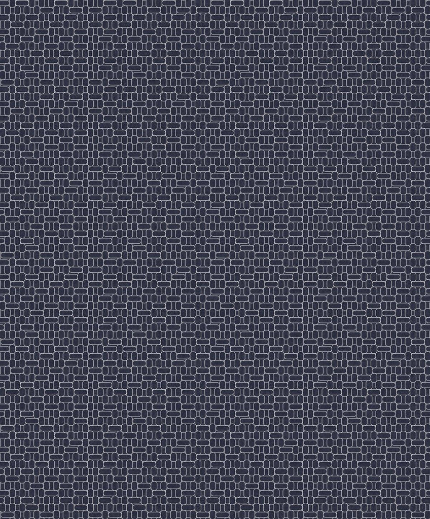 Seabrook Capsule Geometric Denim Blue & Metallic Silver Wallpaper