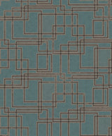 Seabrook Bauhaus Cityscape Perry Teal & Warm Stone Wallpaper