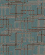 Seabrook Bauhaus Cityscape Teal Wallpaper