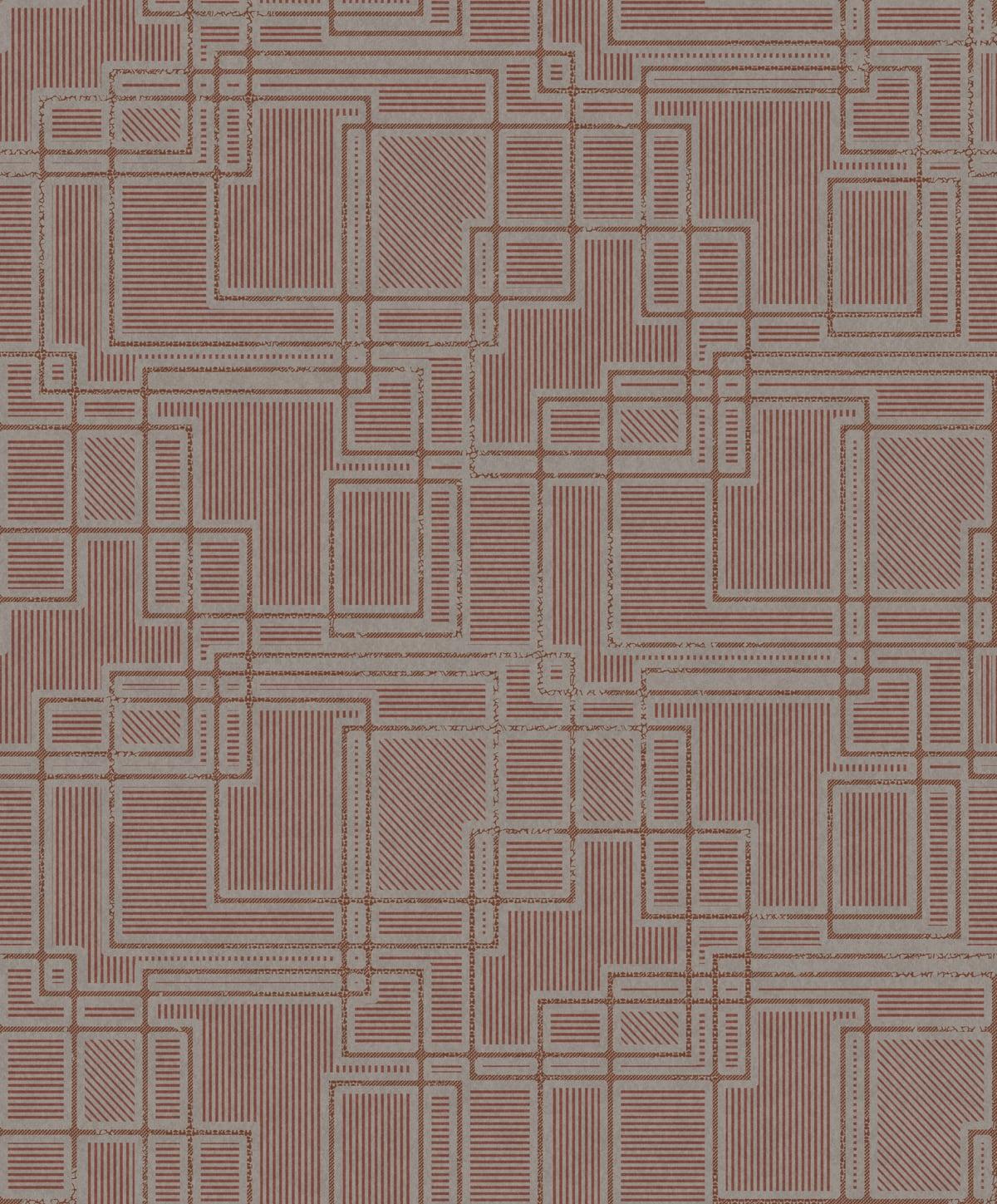 Seabrook Bauhaus Cityscape Red Wallpaper