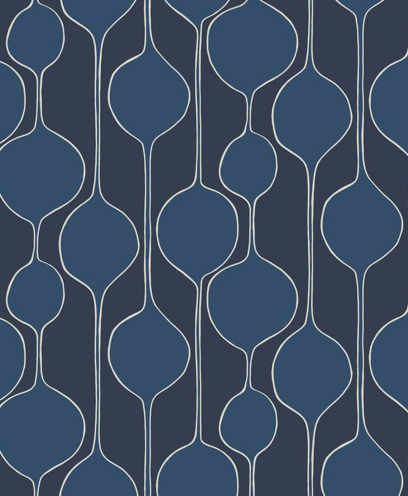 Seabrook Minimalist Geometric Celtic Blue Wallpaper
