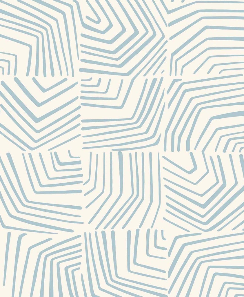 Seabrook Linework Maze Sky Blue Wallpaper