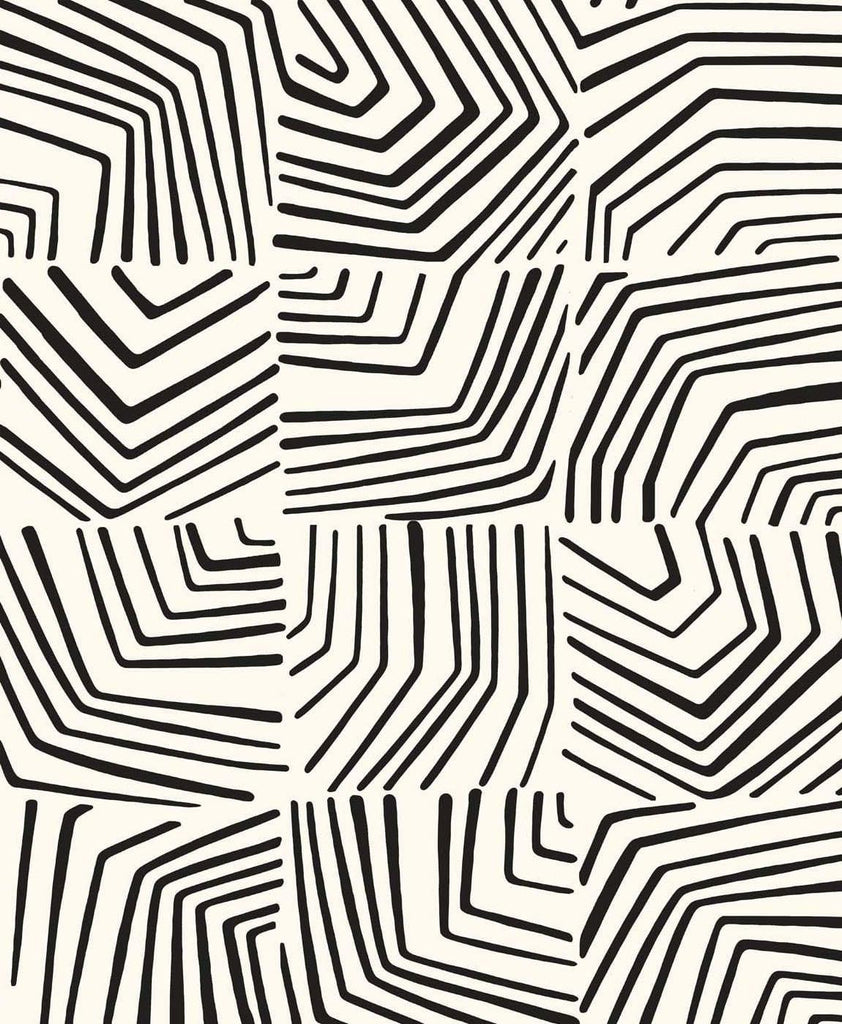 Seabrook Linework Maze Black Wallpaper