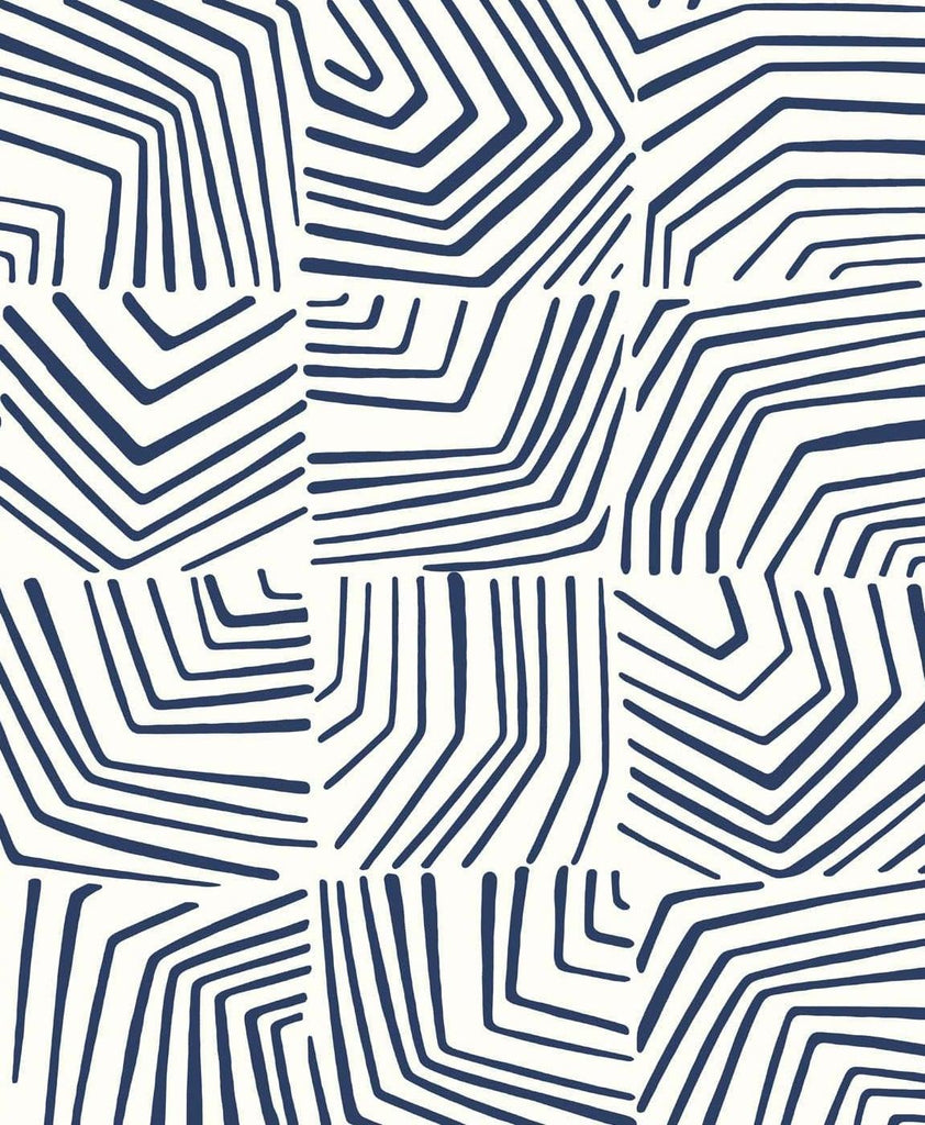 Seabrook Linework Maze Imperial Blue Wallpaper