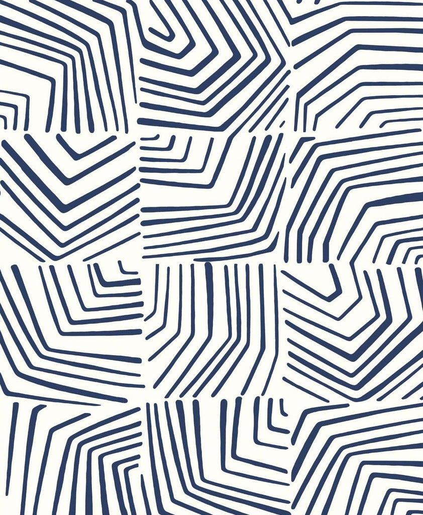 Seabrook Linework Maze Blue Wallpaper