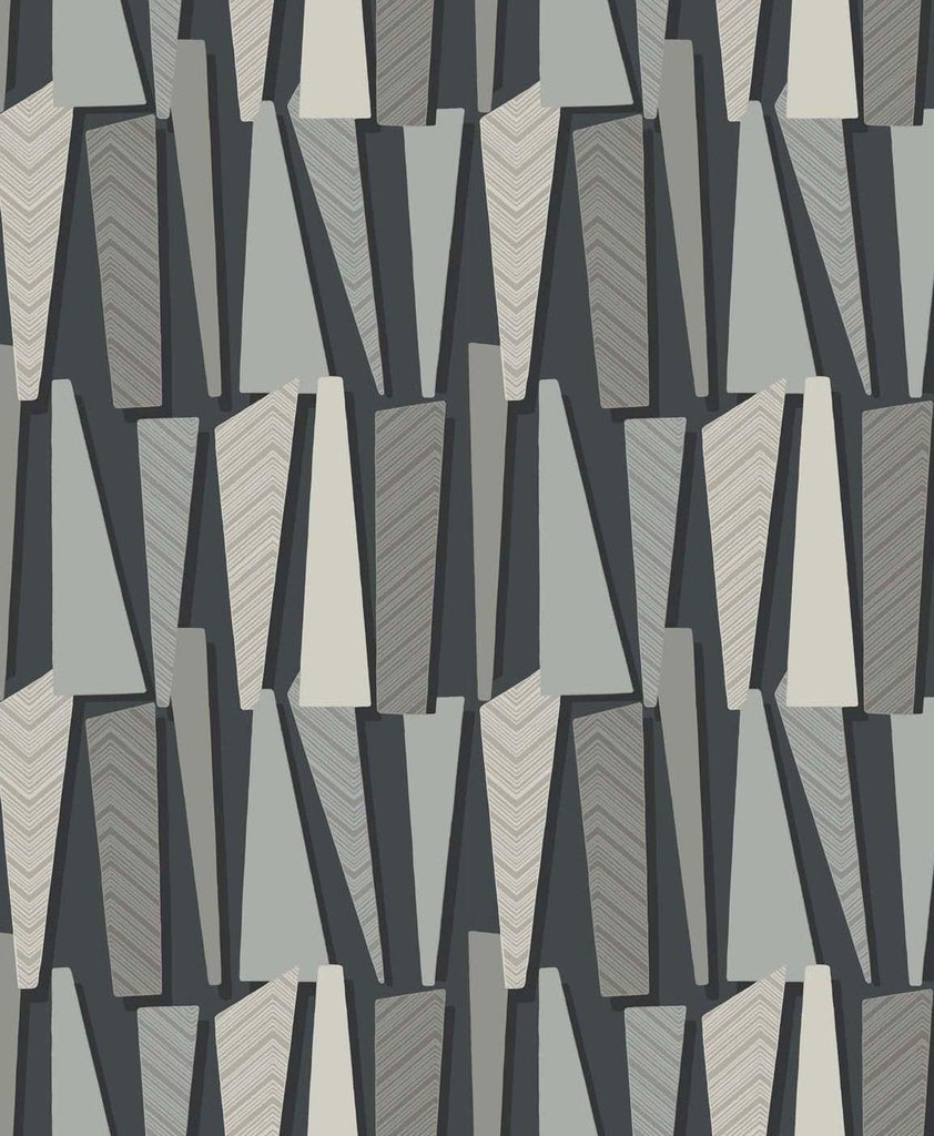 Seabrook Geometric Shadows Onyx Wallpaper