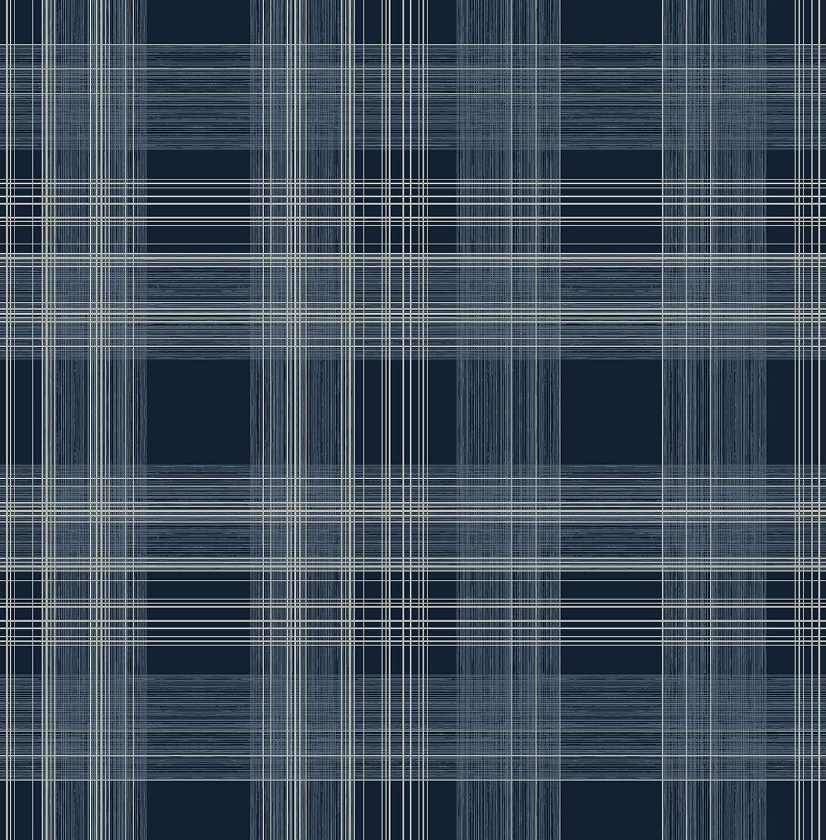 Seabrook Rad Plaid Denim Blue Wallpaper