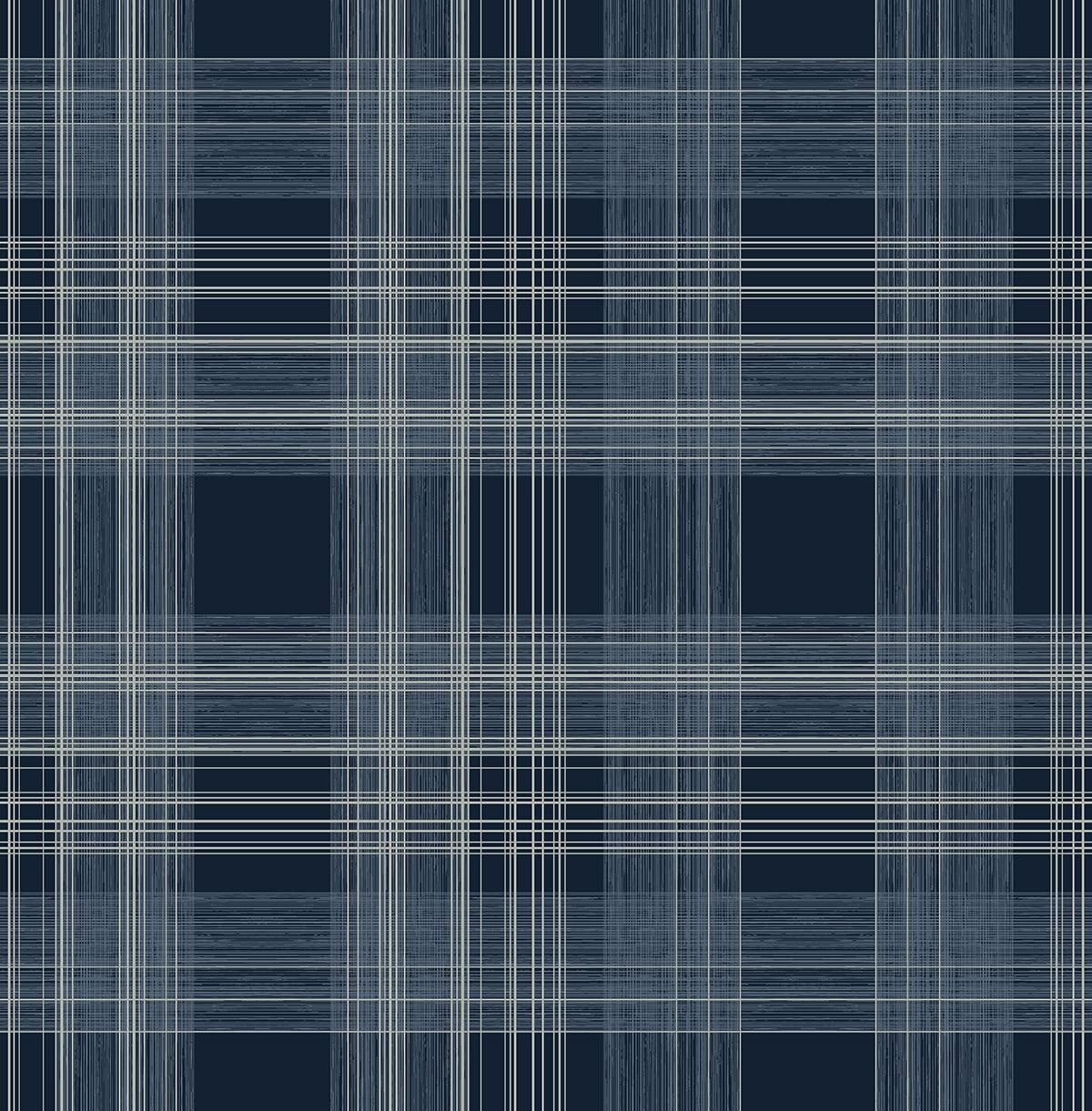 Seabrook Rad Plaid Blue Wallpaper