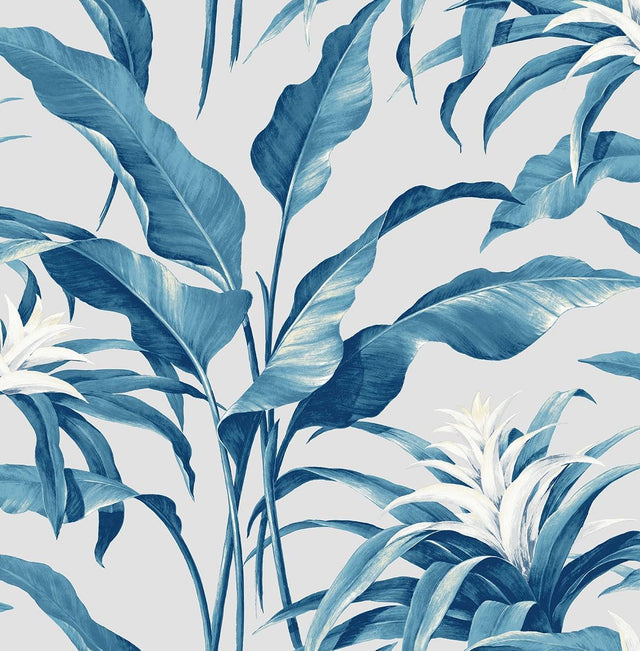 Seabrook Palma Blue Lagoon & Grey Wallpaper