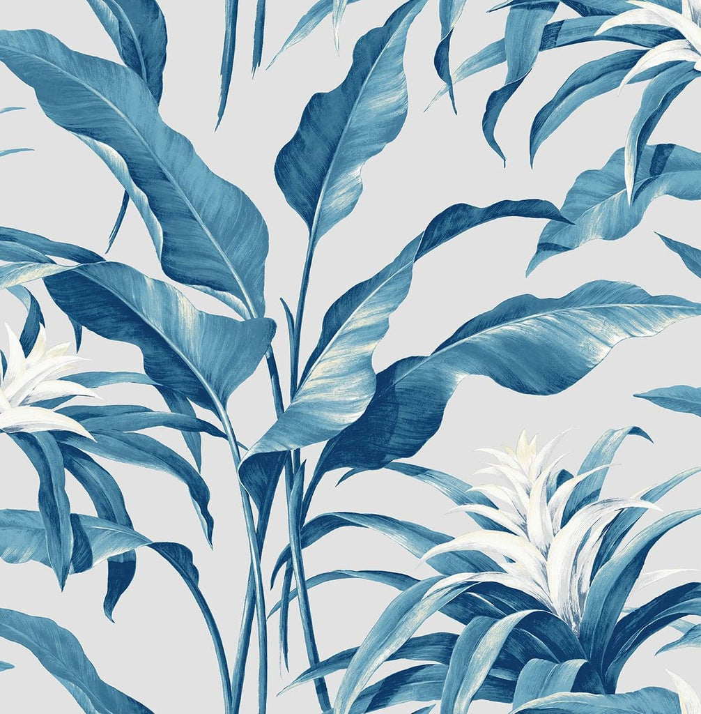 Seabrook Palma Blue Lagoon & Grey Wallpaper