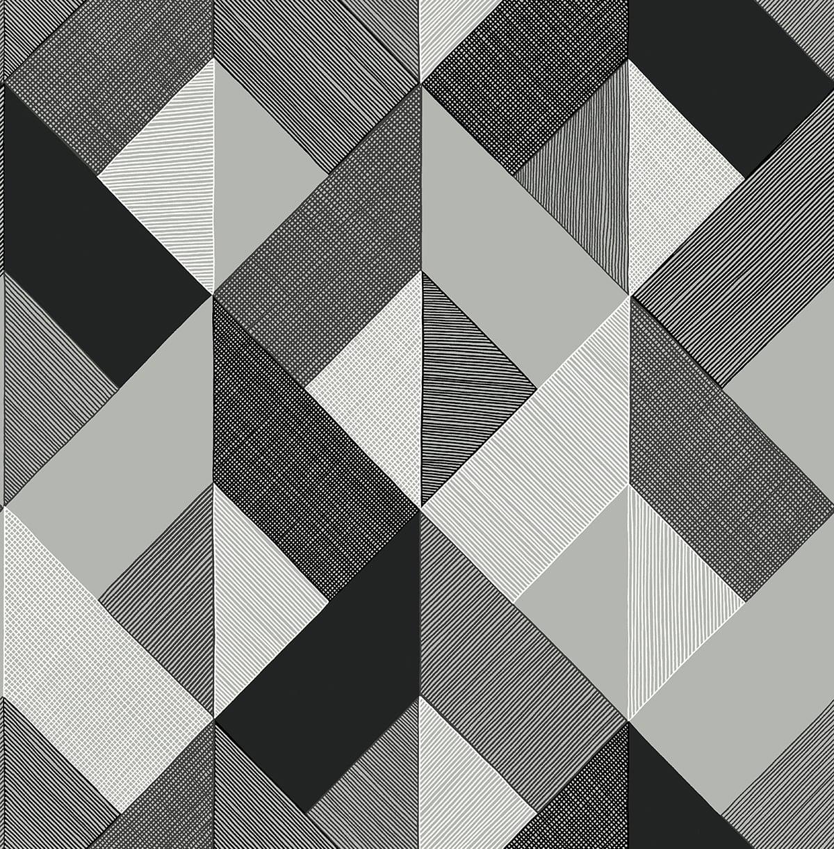 Seabrook Marquetry Black Wallpaper