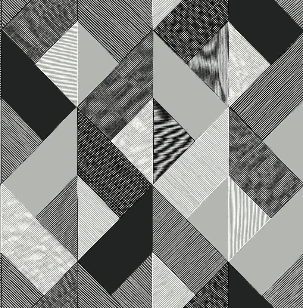 Seabrook Marquetry Black Wallpaper