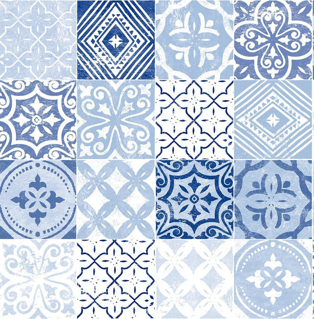 Seabrook Tilework Glacier Blue Wallpaper