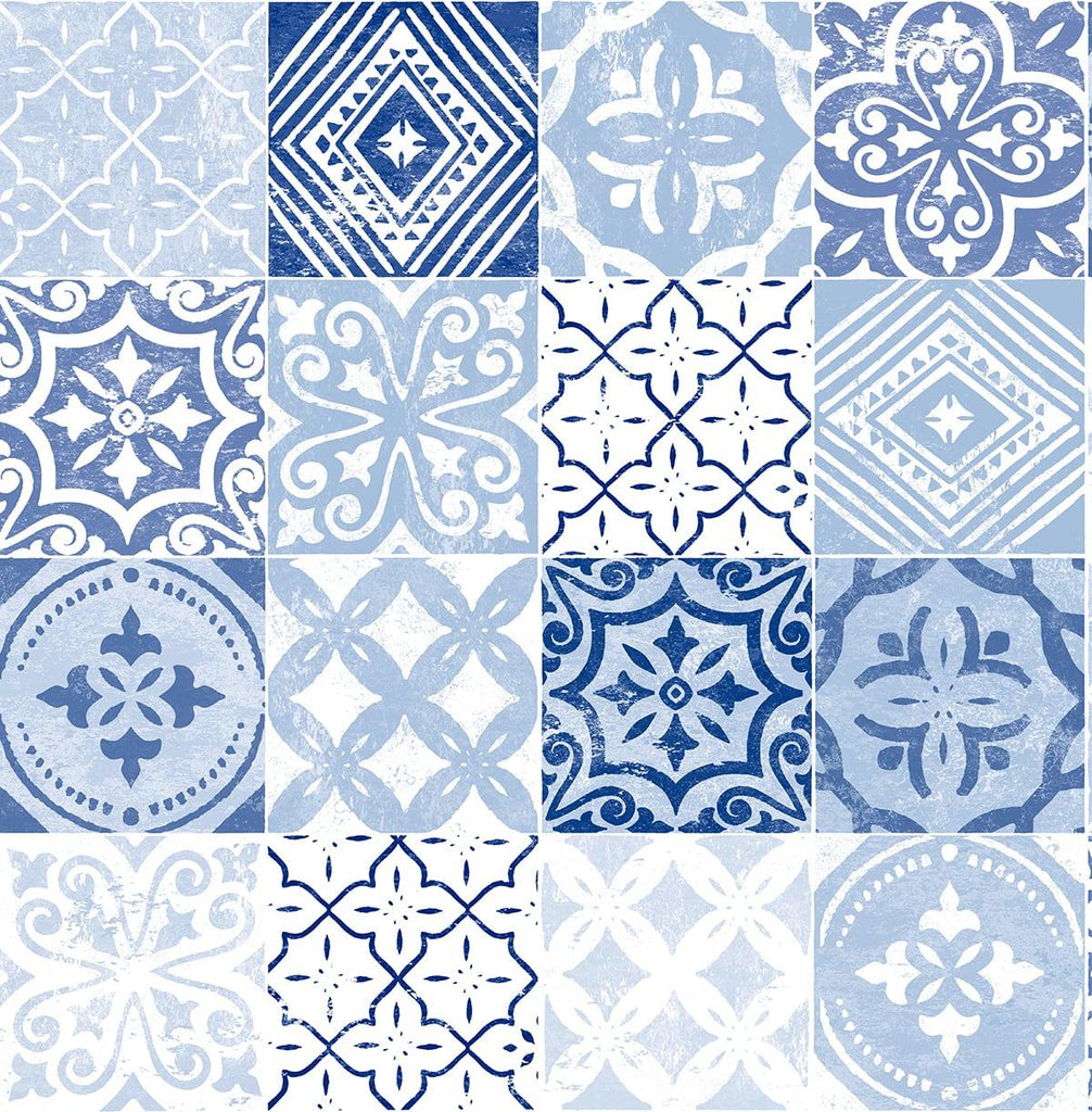 Seabrook Tilework Blue Wallpaper