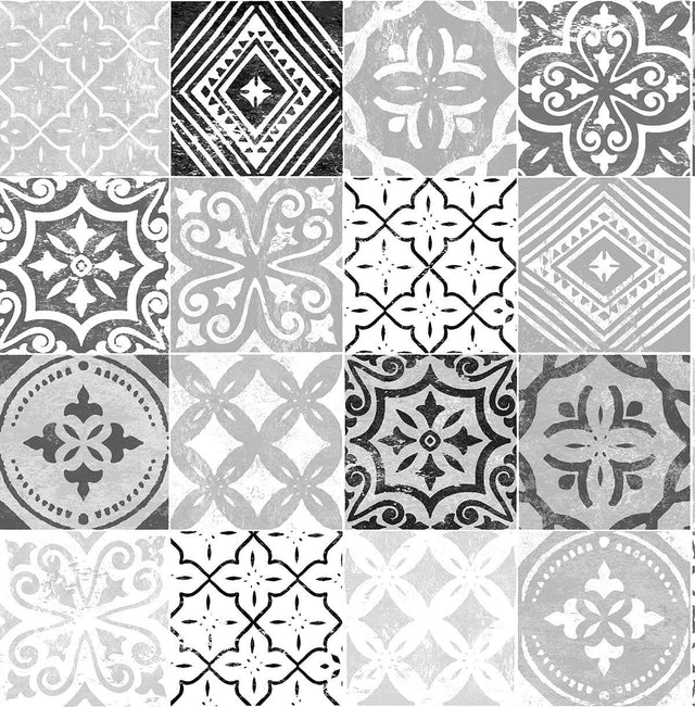 Seabrook Tilework Greystone Wallpaper