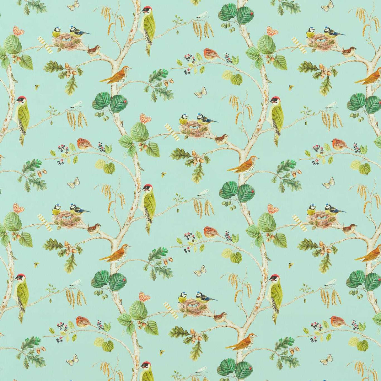 Sanderson Woodland Chorus Sky Blue/Multi Fabric