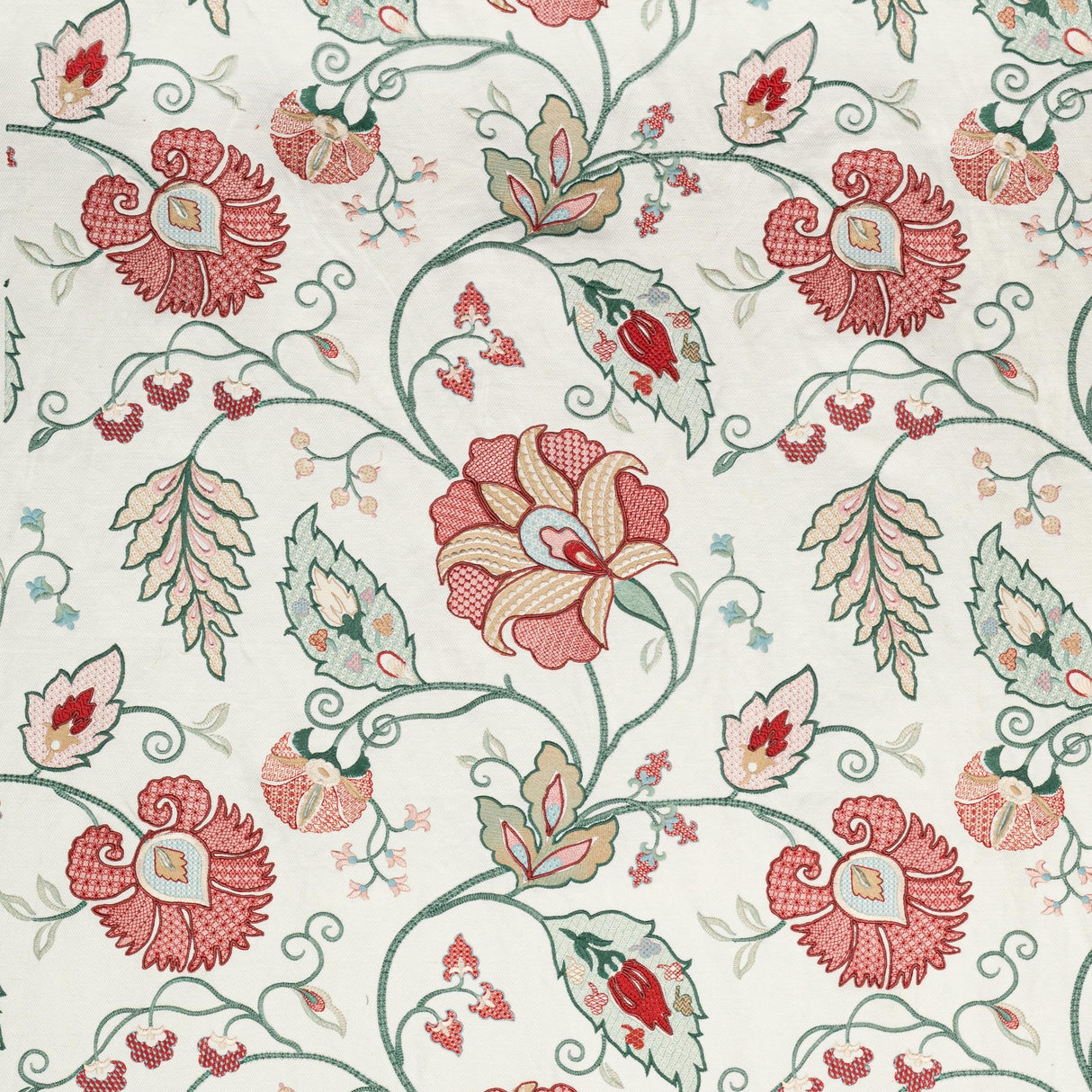 Lee Jofa SHIRAZ EMB ROSE/JADE Fabric