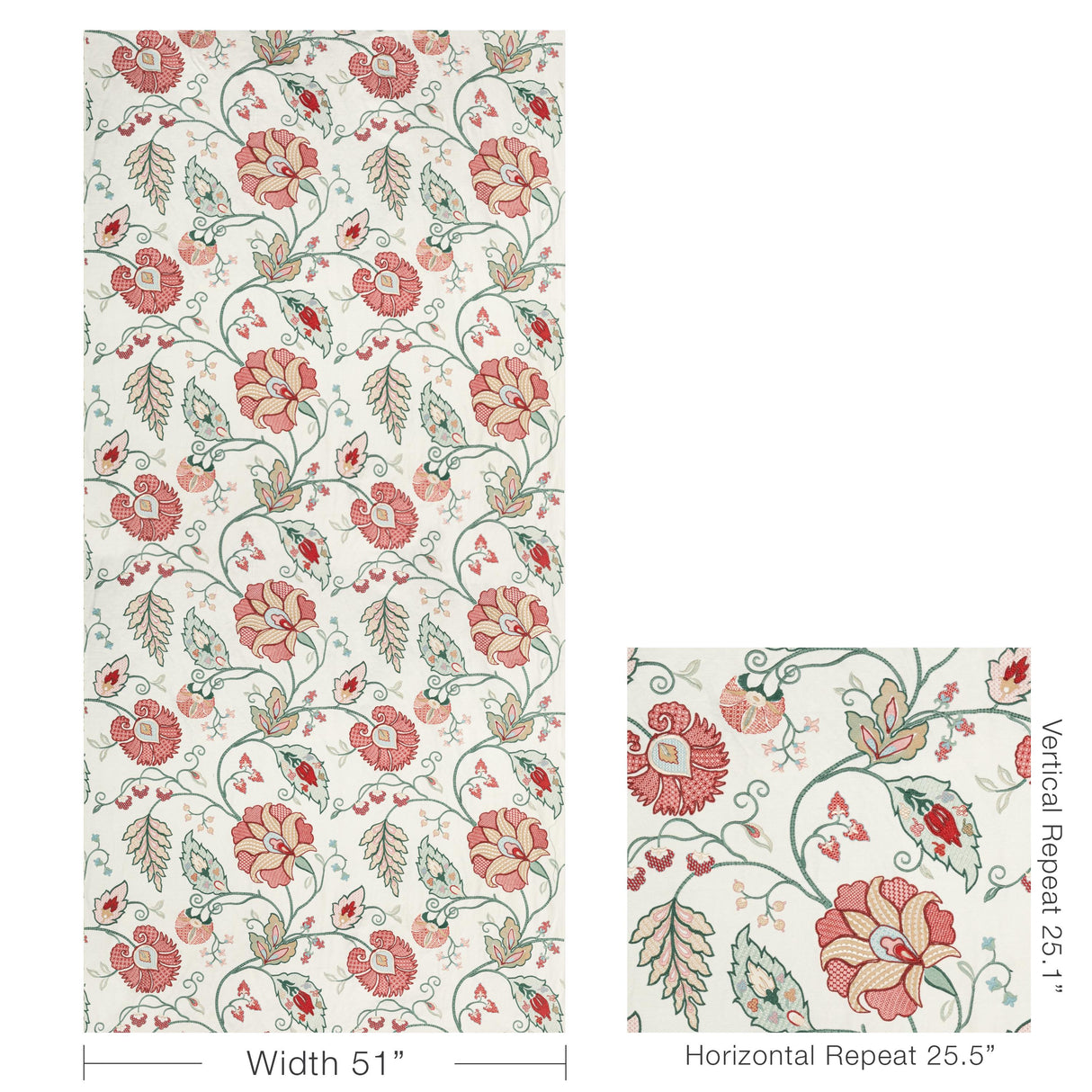 Lee Jofa SHIRAZ EMB ROSE/JADE Fabric