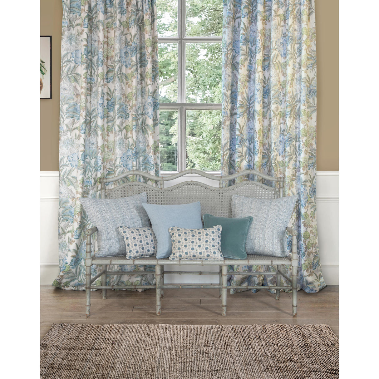 G P & J Baker SUMMER PEONY AQUA Fabric