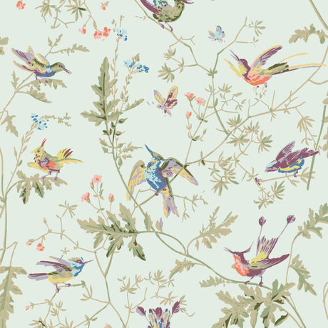 Cole & Son HUMMINGBIRDS COTTON PRINT DUCK EGG Fabric