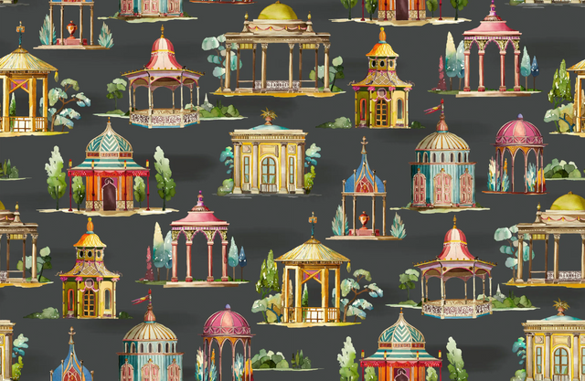 Mulberry FOLLIES EBONY Wallpaper