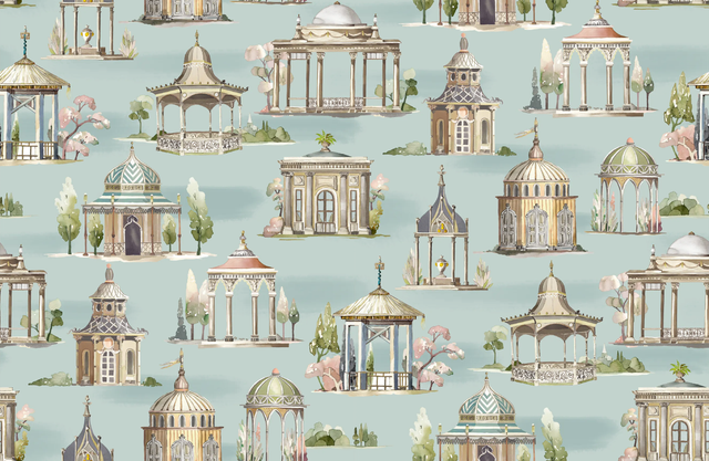 Mulberry FOLLIES AQUA Wallpaper