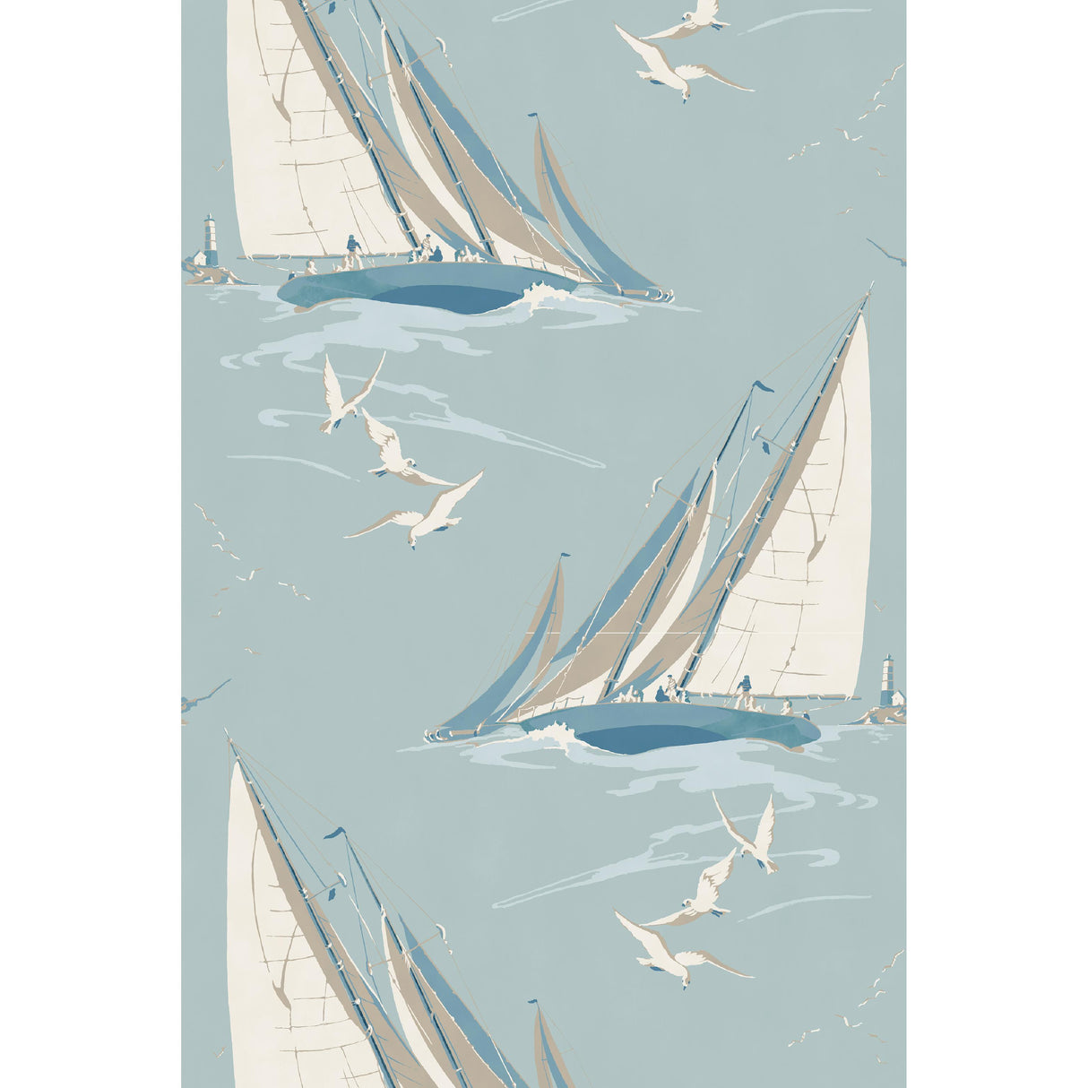 Mulberry ROUND THE ISLAND BLUE Wallpaper