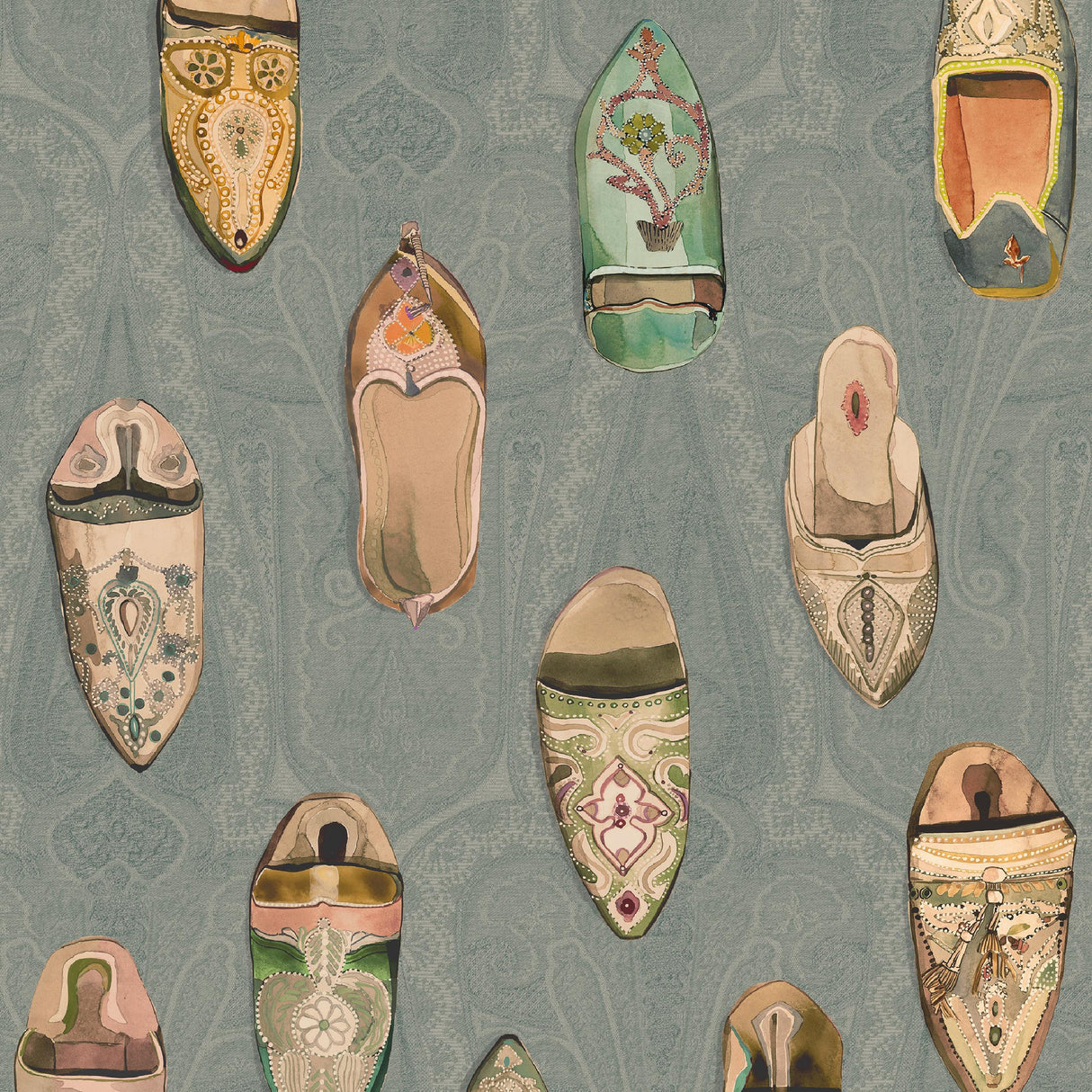 Mulberry BABOUCHES TEAL Wallpaper