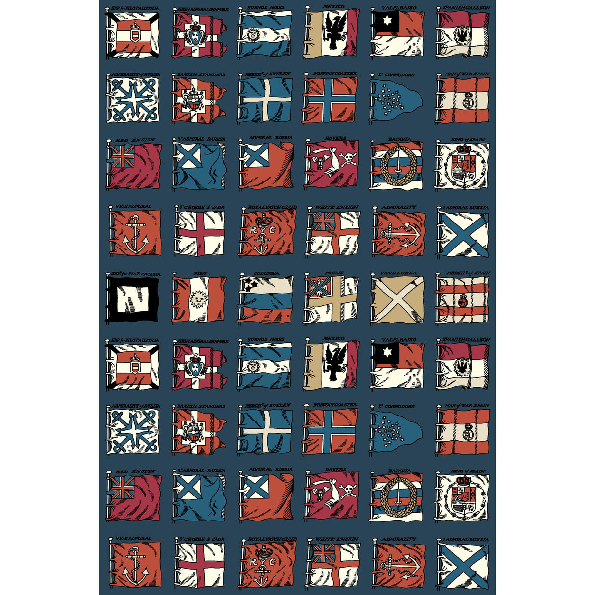 Mulberry NAVAL ENSIGNS INDIGO/RED Wallpaper