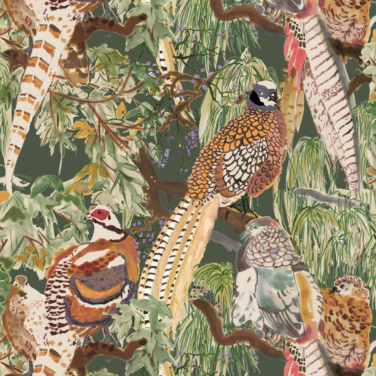 Mulberry GAME BIRDS FOREST Wallpaper
