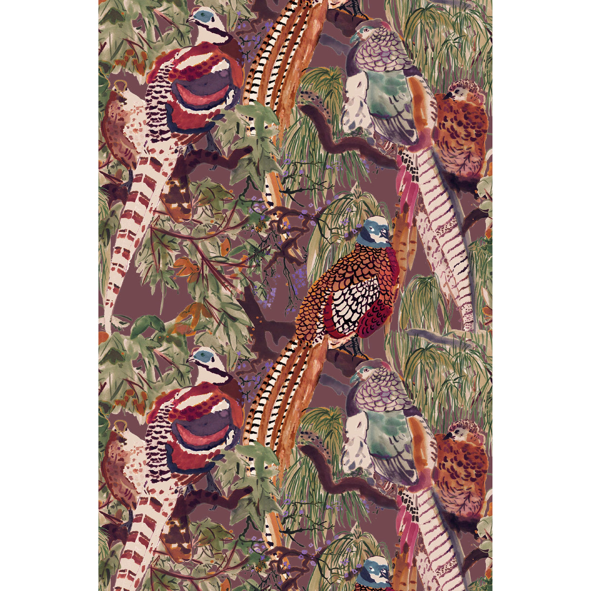 Mulberry GAME BIRDS RED/PLUM Wallpaper