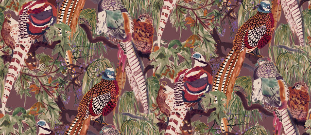 Mulberry GAME BIRDS RED/PLUM Wallpaper