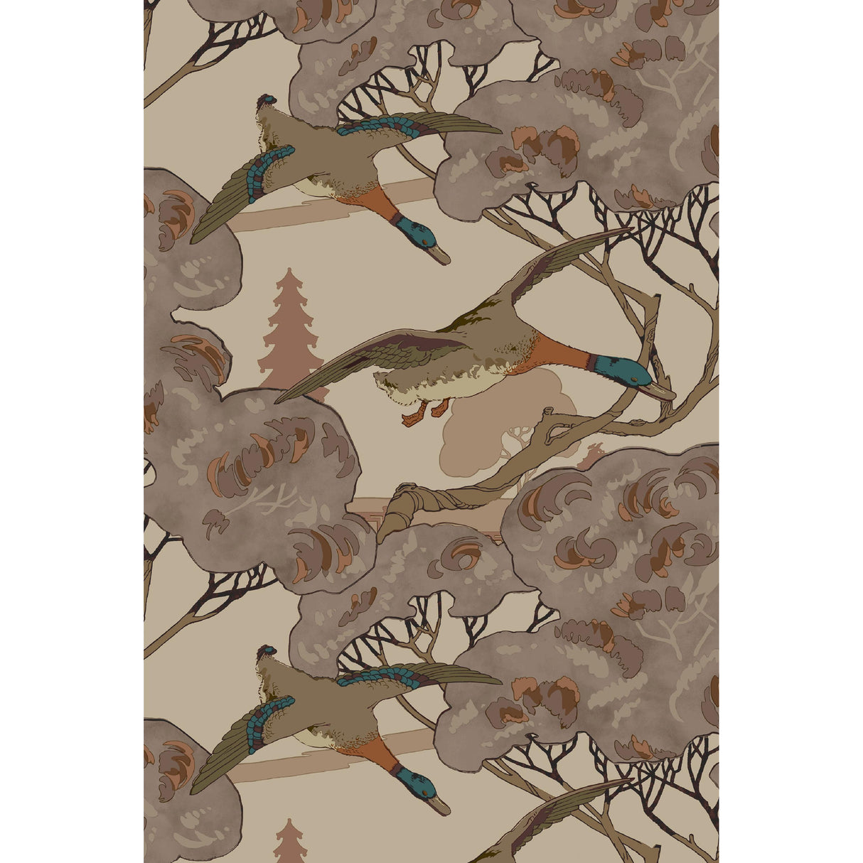 Mulberry GRAND FLYING DUCKS PLUM Wallpaper