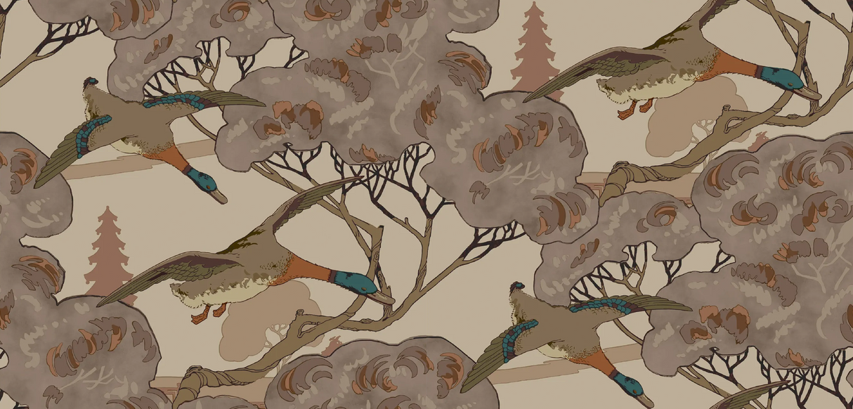 Mulberry GRAND FLYING DUCKS PLUM Wallpaper