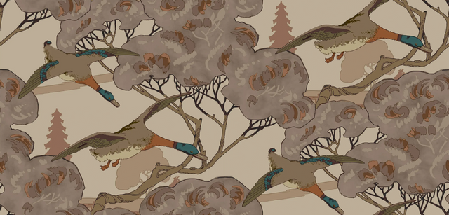 Mulberry GRAND FLYING DUCKS PLUM Wallpaper