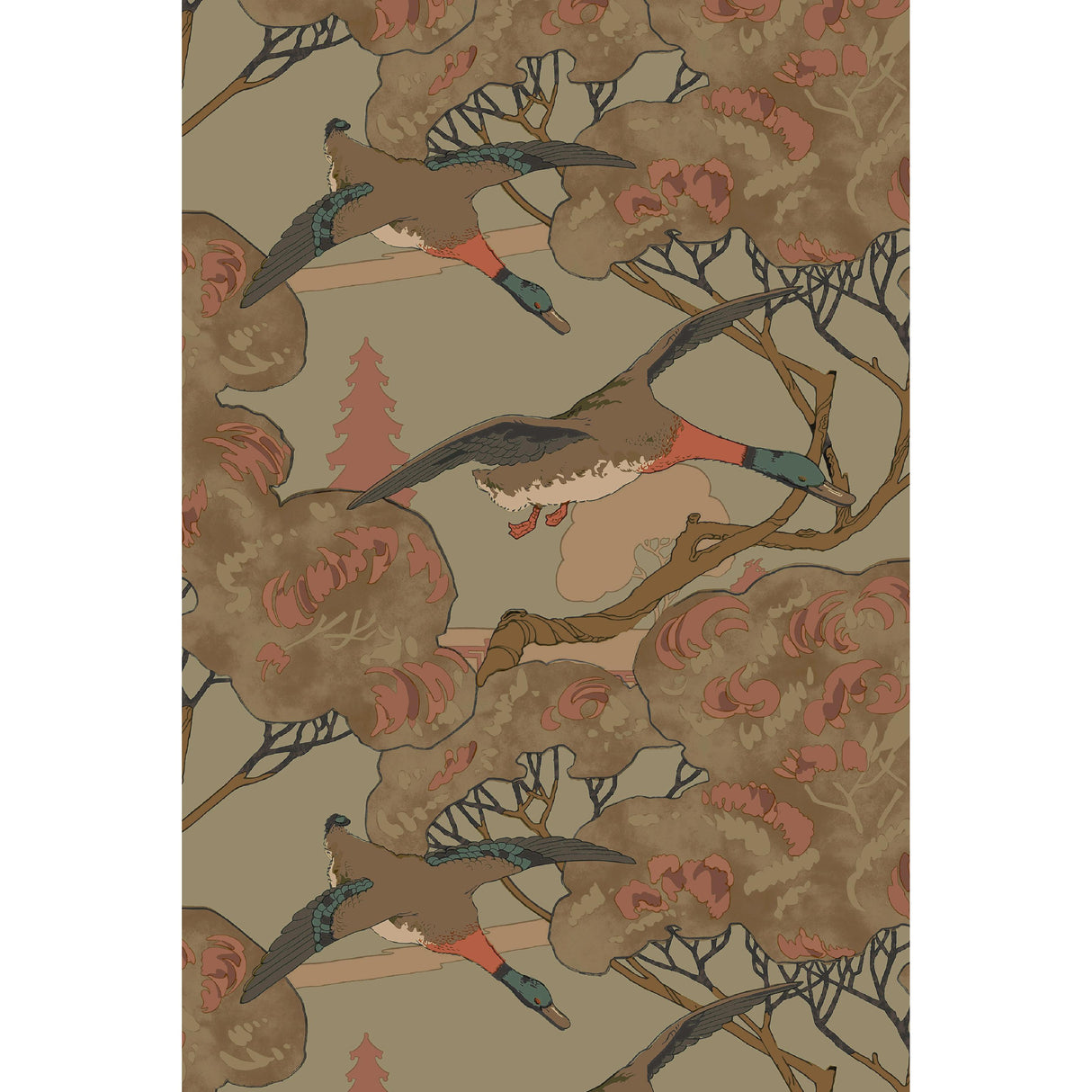 Mulberry GRAND FLYING DUCKS SAGE Wallpaper
