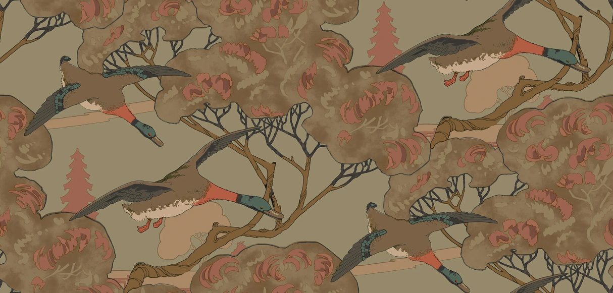 Mulberry GRAND FLYING DUCKS SAGE Wallpaper
