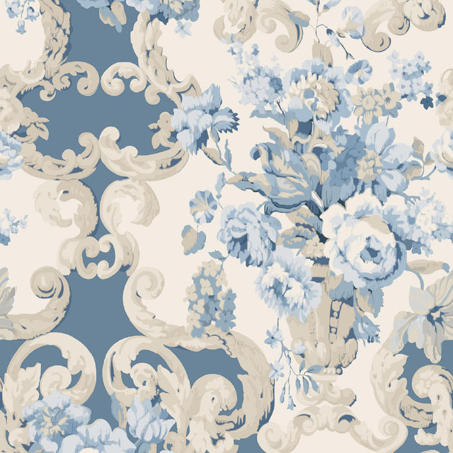 Mulberry FLORAL ROCOCO BLUE Wallpaper