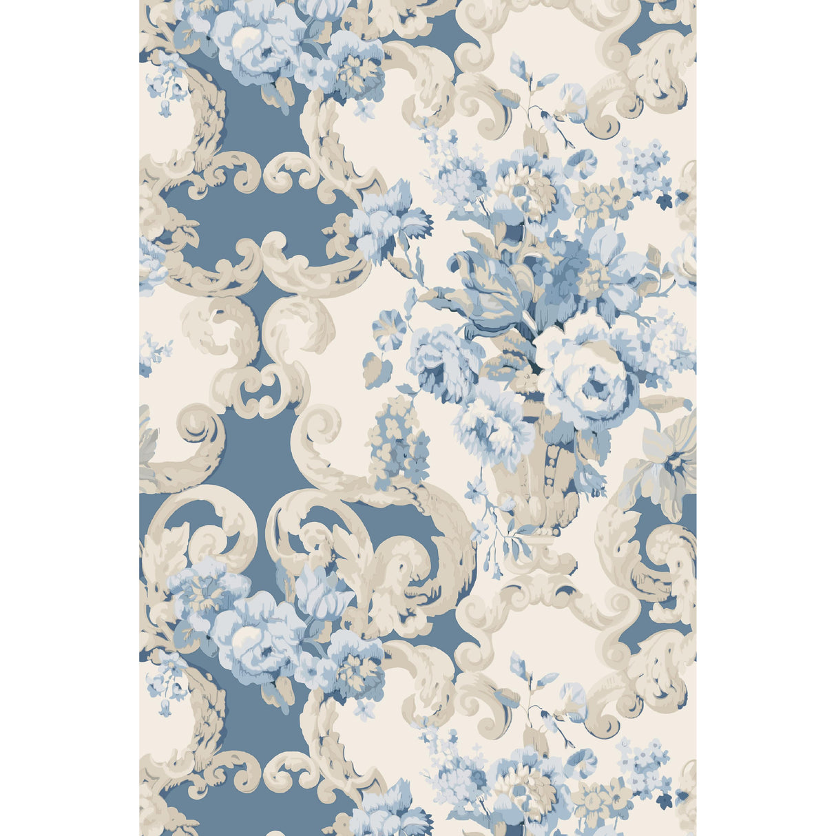 Mulberry FLORAL ROCOCO BLUE Wallpaper