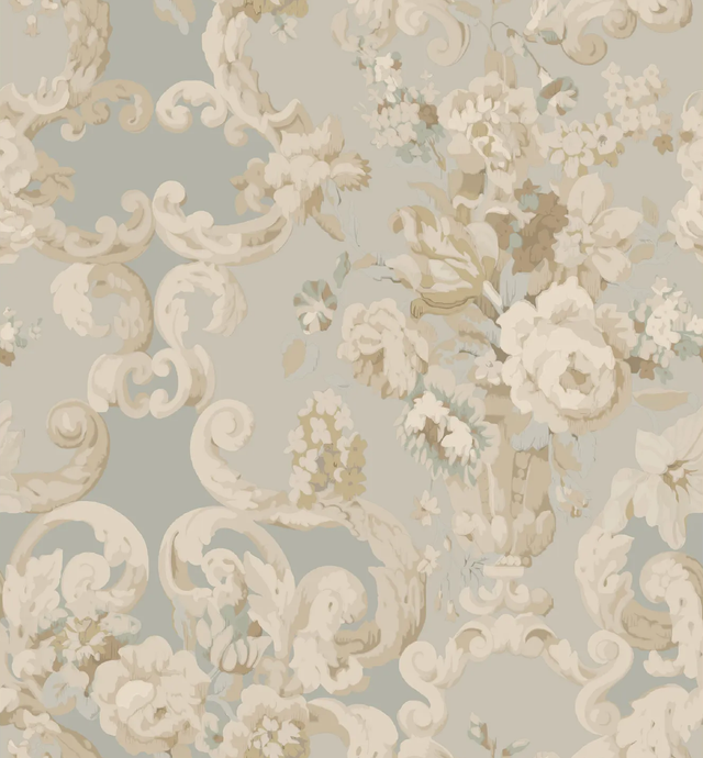 Mulberry FLORAL ROCOCO AQUA Wallpaper